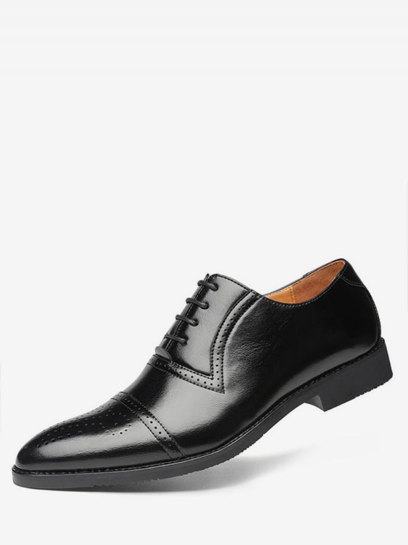 Pánske Svadobné Šaty Oxfords Cap Toe Brogue Biela - Čierna