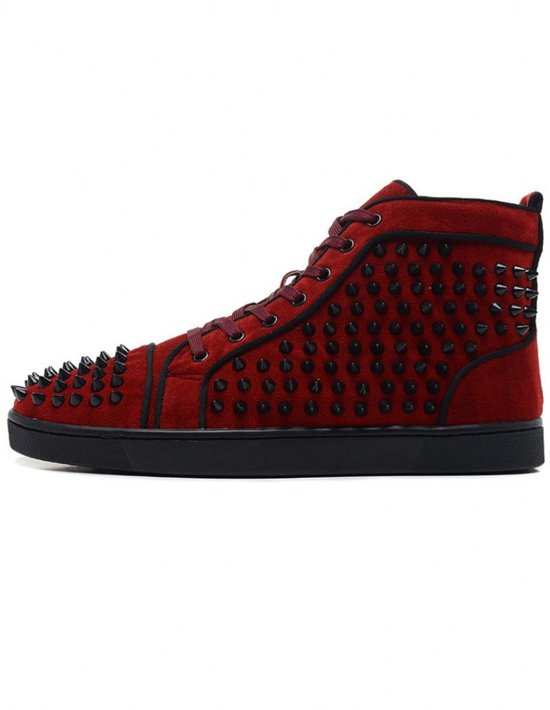 Pánske Tenisky Red Spike High Top Skateboard Prom Party Sneakers - Červená