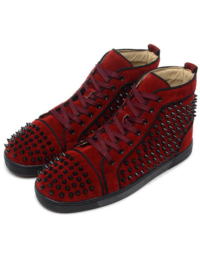 Pánske Tenisky Red Spike High Top Skateboard Prom Party Sneakers - Červená