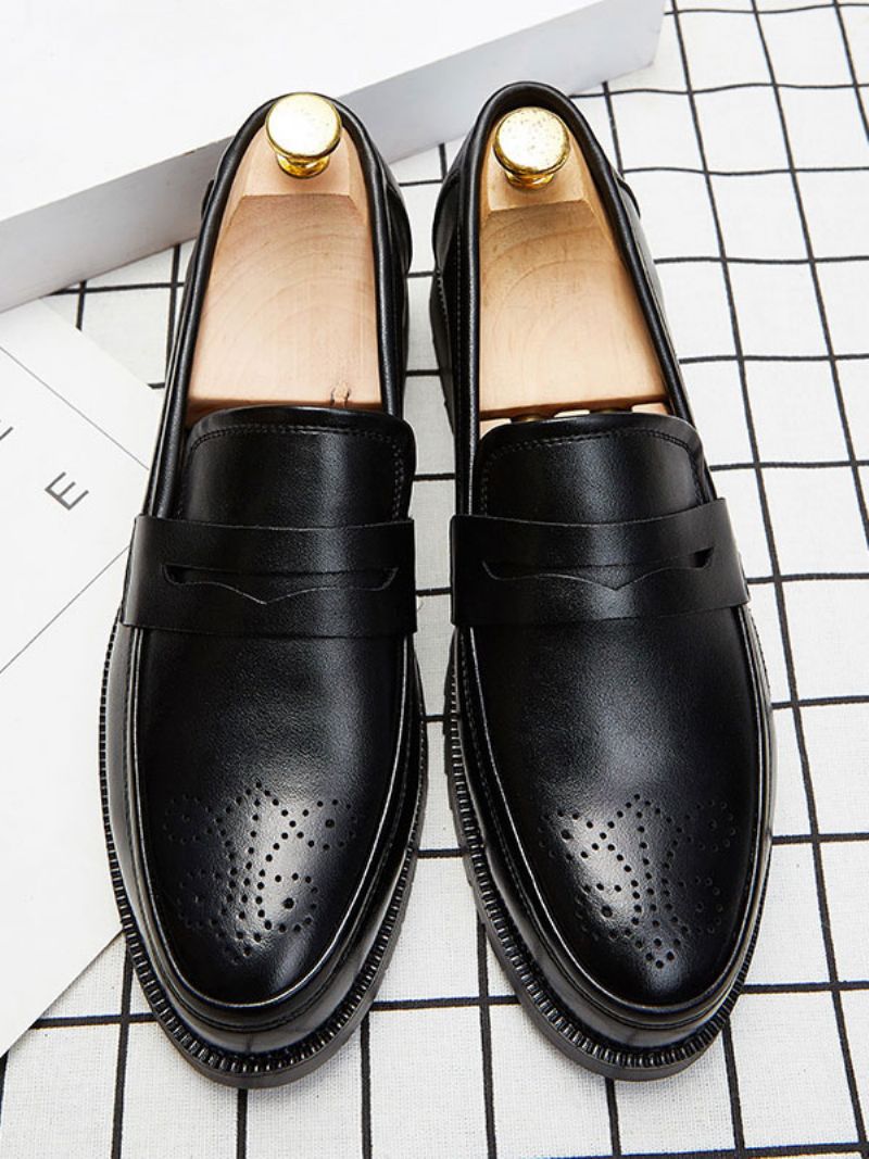 Pánske Topánky Brogues Penny Slip On Loafers - Čierna