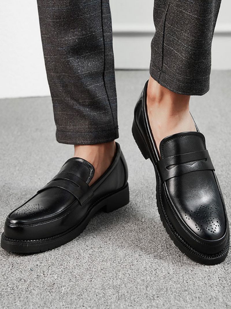 Pánske Topánky Brogues Penny Slip On Loafers - Čierna