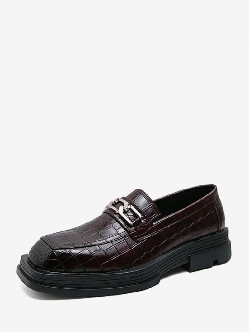 Pánske Topánky Mokasíny Pu Koža Kovové Detaily Slip-on - Káva Hnedá