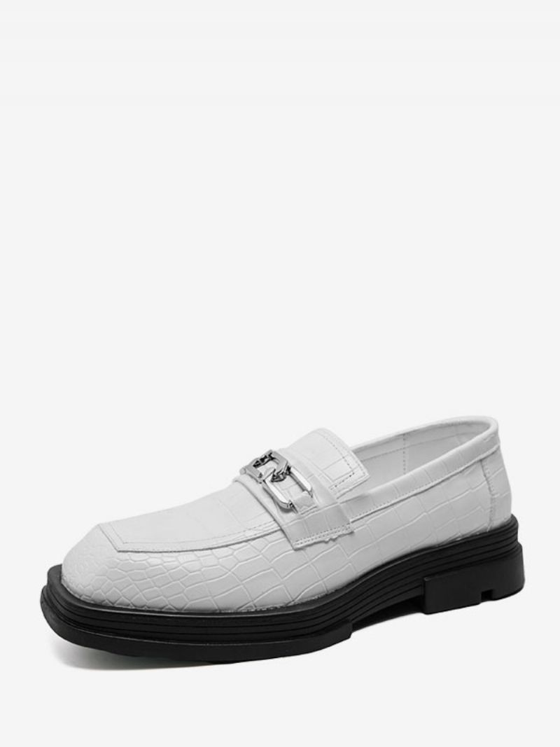 Pánske Topánky Mokasíny Pu Koža Kovové Detaily Slip-on - Biela