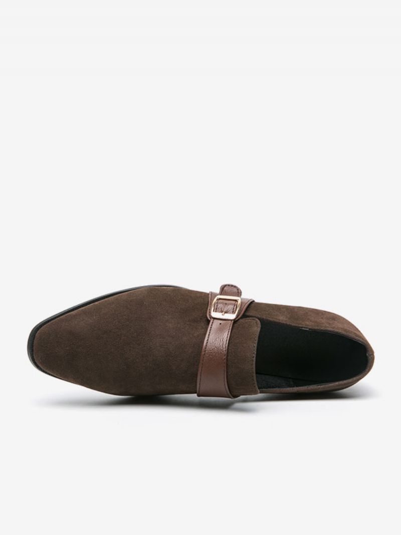 Pánske Topánky Mokasíny Pu Leather Monk Strap Slip-on - Káva Hnedá