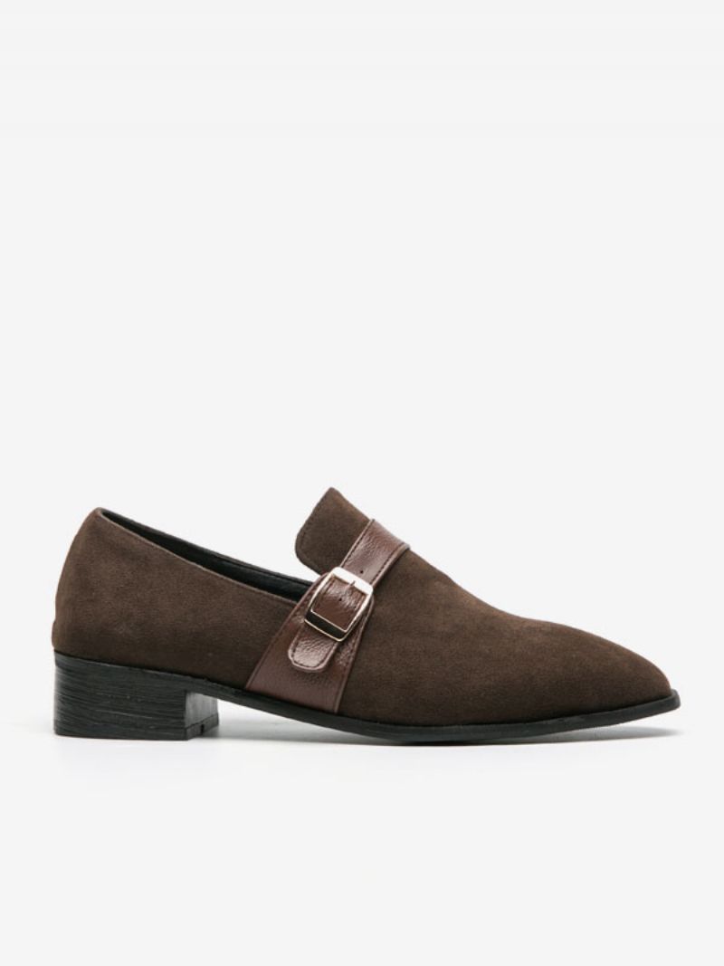 Pánske Topánky Mokasíny Pu Leather Monk Strap Slip-on - Káva Hnedá