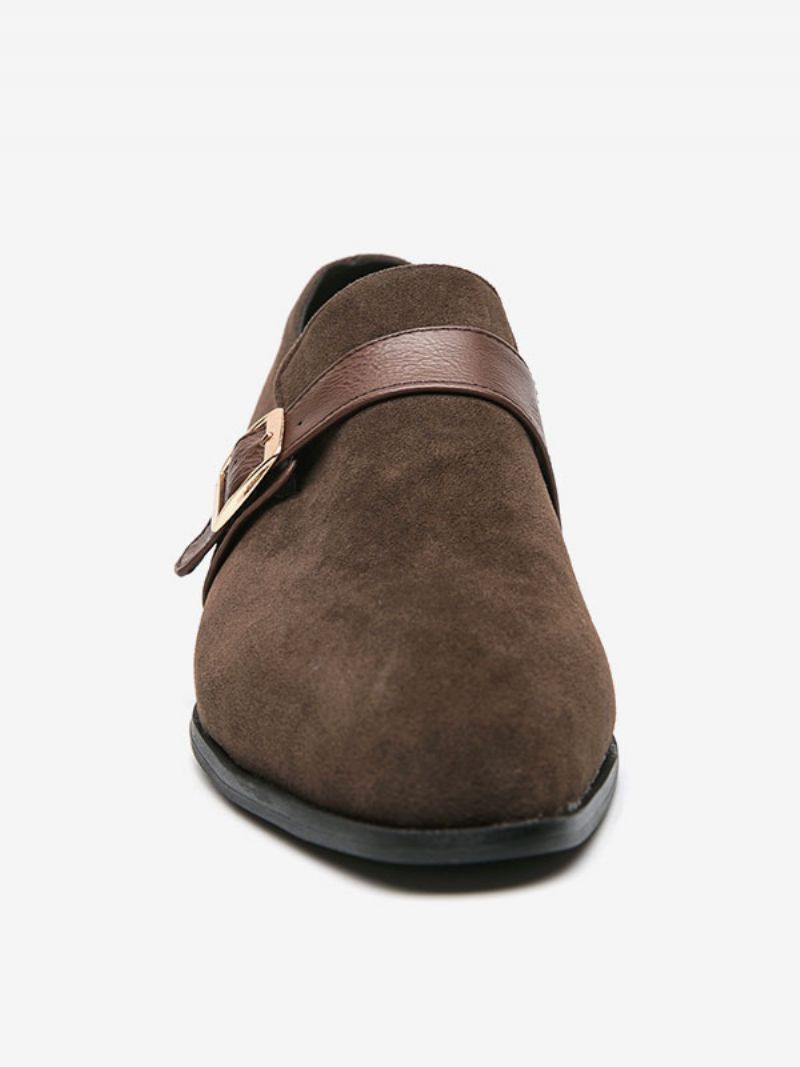 Pánske Topánky Mokasíny Pu Leather Monk Strap Slip-on - Káva Hnedá