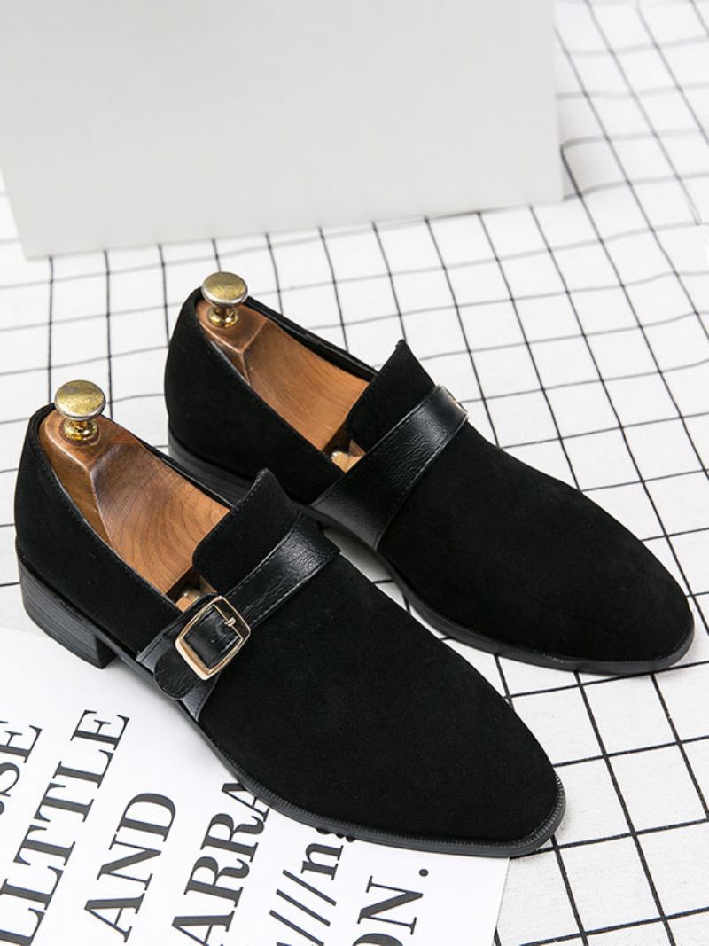 Pánske Topánky Mokasíny Pu Leather Monk Strap Slip-on - Čierna