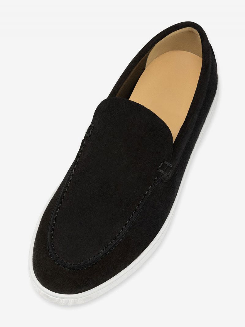 Pánske Topánky Na Voľný Čas Čierna Okrúhla Špička Slip On Mokasíny - Čierna