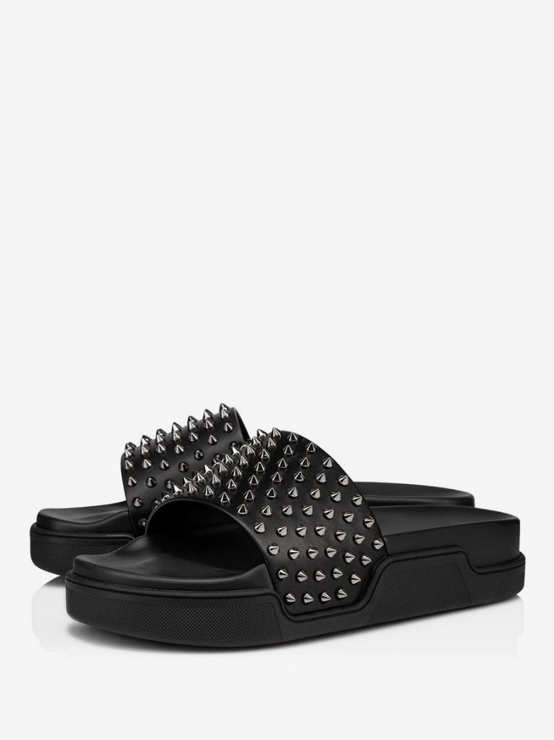 Pánske Unisex Ploché Šmykľavé Sandále Bianco Black Platform