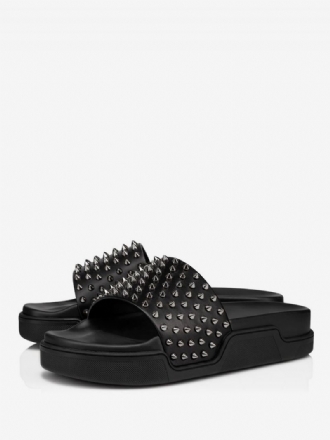 Pánske Unisex Ploché Šmykľavé Sandále Bianco Black Platform