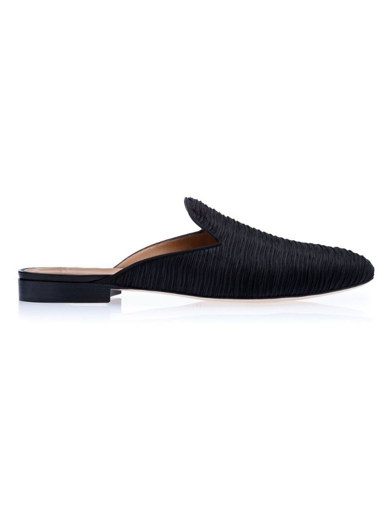 Pánske Čierne Semišové Mokasíny Mules Slip On Topánky - Čierna