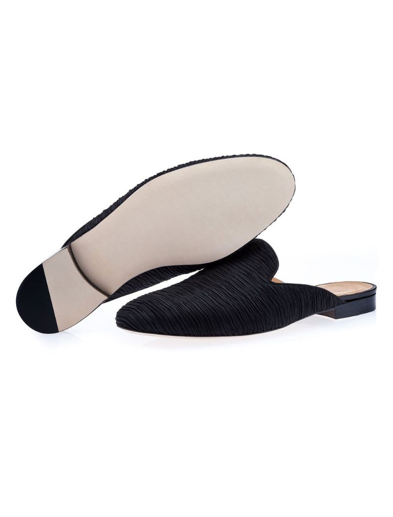 Pánske Čierne Semišové Mokasíny Mules Slip On Topánky - Čierna