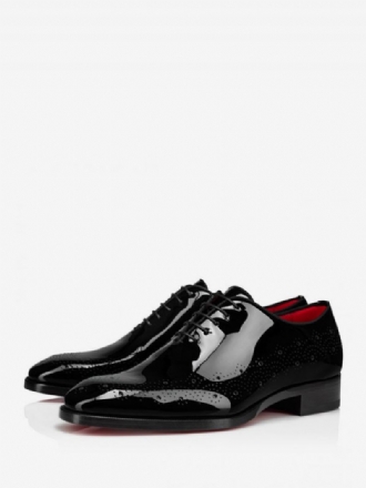 Pánske Šaty Brogue Lakovaná Obuv Black Square Toe Derby Prom Party Wedding