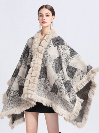 Plášť Cape Faux Fur Wraps Šatka Jarné Pončo Kabát Pre Ženy