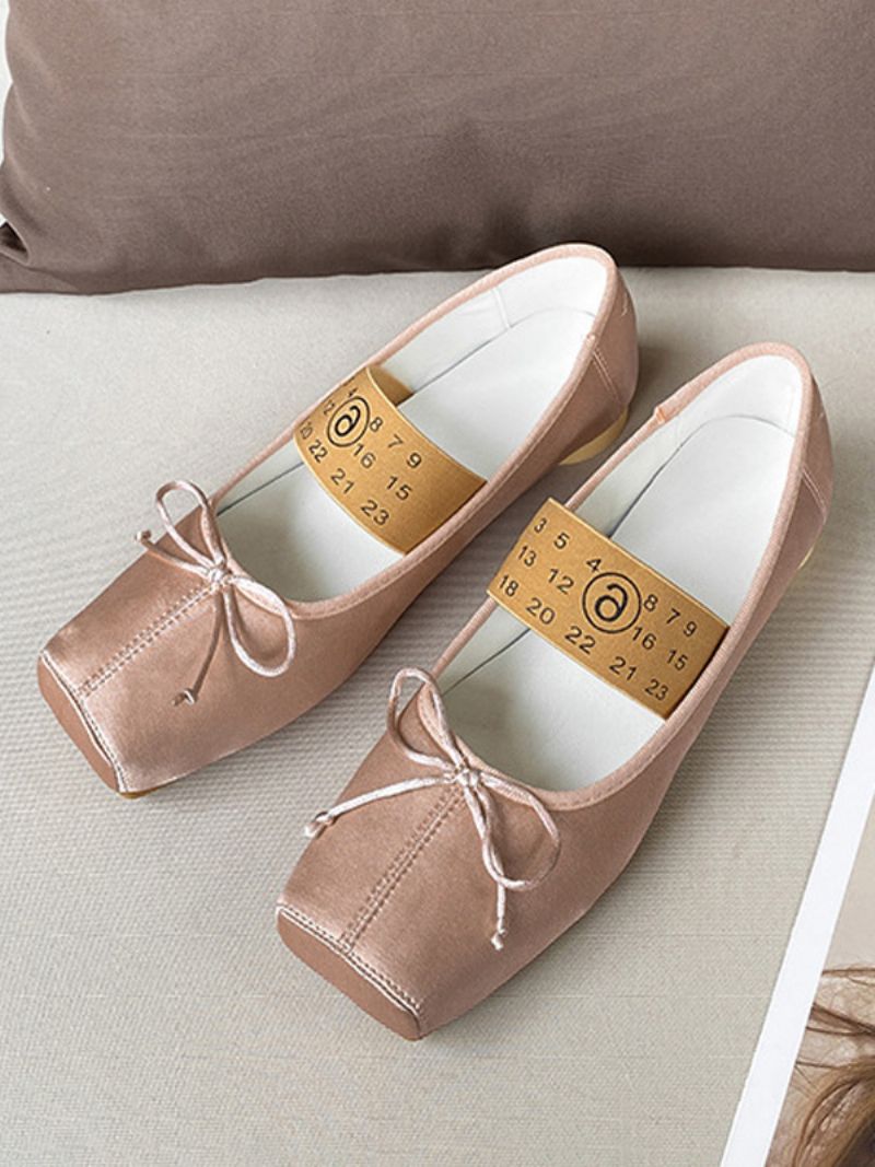 Ploché Topánky Pre Ženy S Hranatou Špičkou Bow Ballet Flats - Losos