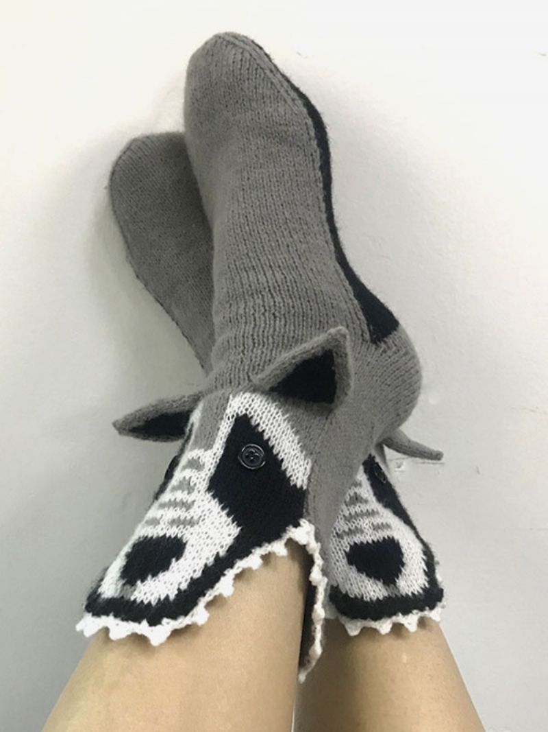 Ponožky Sivá Zmes Poly/bavlna Animal Print Winter Warm Acc - Sivá