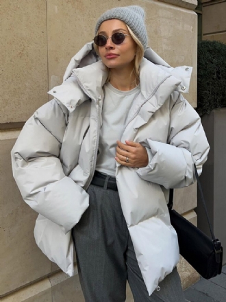 Puffer Coat Zips S Kapucňou Jednofarebné Oversized Vrchné Oblečenie Pre Ženy