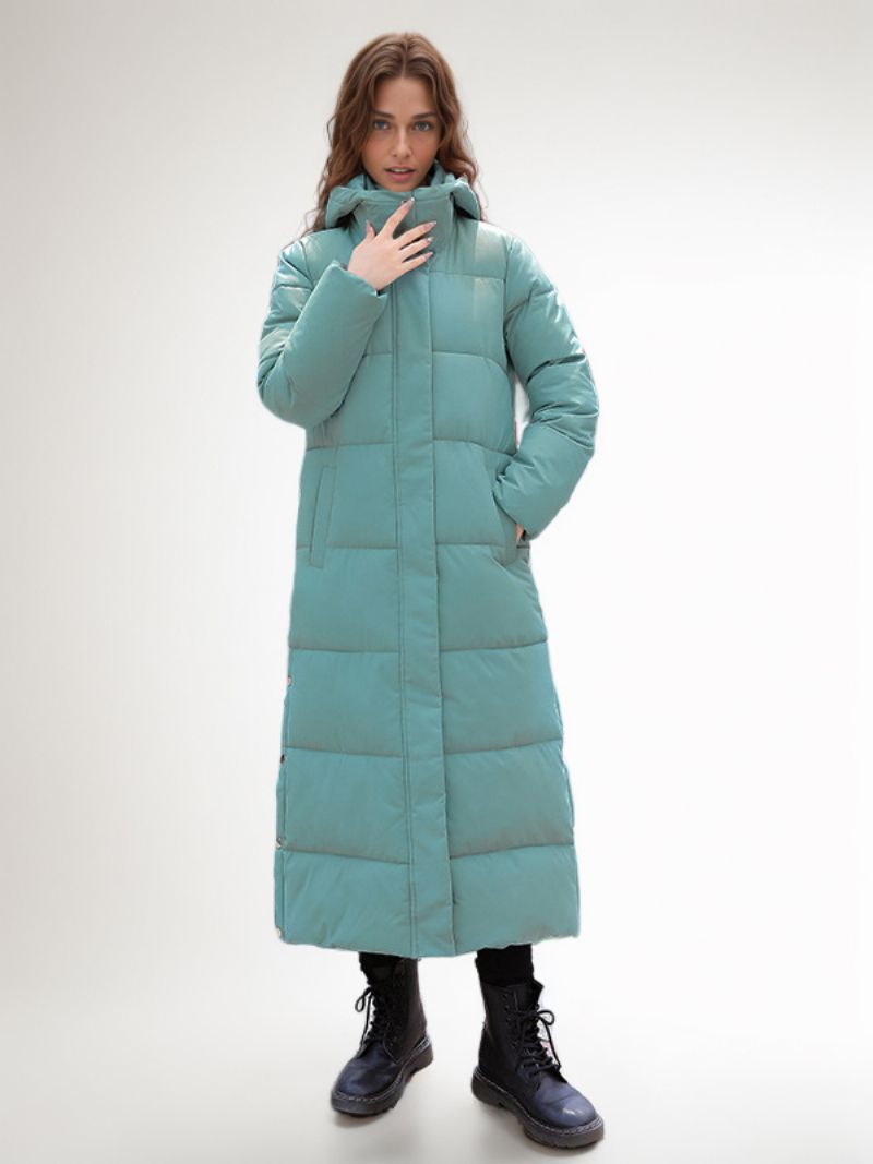 Puffer Coats Ecru Biele Zimné Dlhé Vrchné Oblečenie Pre Ženy - Zelená