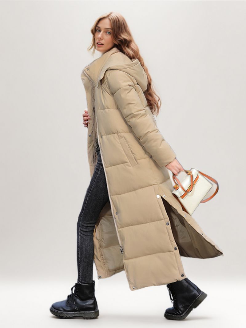 Puffer Coats Ecru Biele Zimné Dlhé Vrchné Oblečenie Pre Ženy - Khaki