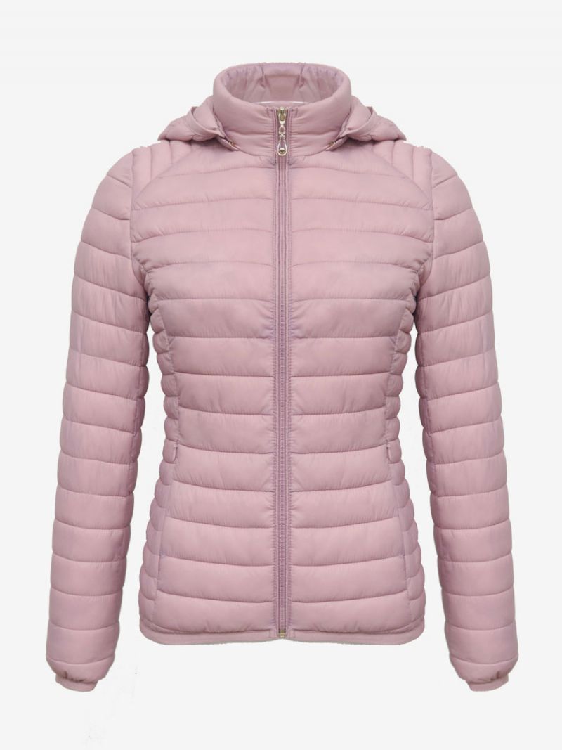 Puffer Coats Ružové Bavlnené Zimné Teplé Vrchné Oblečenie S Kapucňou Pre Ženy - Ružová