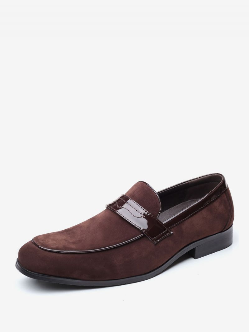 Topánky Mokasíny Pre Mužov Slip-on Monk Strap Pu Koža S Okrúhlou Špičkou - Káva Hnedá