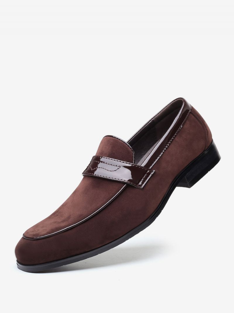 Topánky Mokasíny Pre Mužov Slip-on Monk Strap Pu Koža S Okrúhlou Špičkou - Káva Hnedá