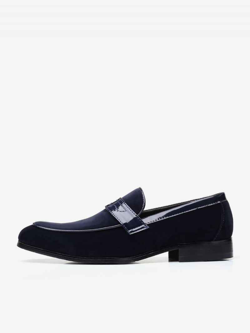 Topánky Mokasíny Pre Mužov Slip-on Monk Strap Pu Koža S Okrúhlou Špičkou - Modrá