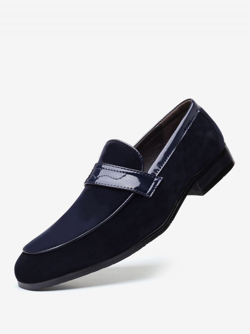 Topánky Mokasíny Pre Mužov Slip-on Monk Strap Pu Koža S Okrúhlou Špičkou - Modrá