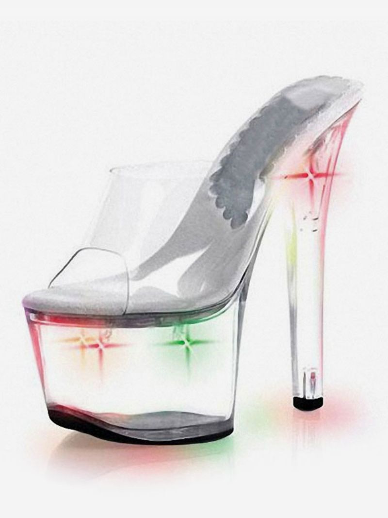 Topánky Na Tanec Pri Tyči Dámske Led Číre Exotic Mule Heels Stripper - Ombre