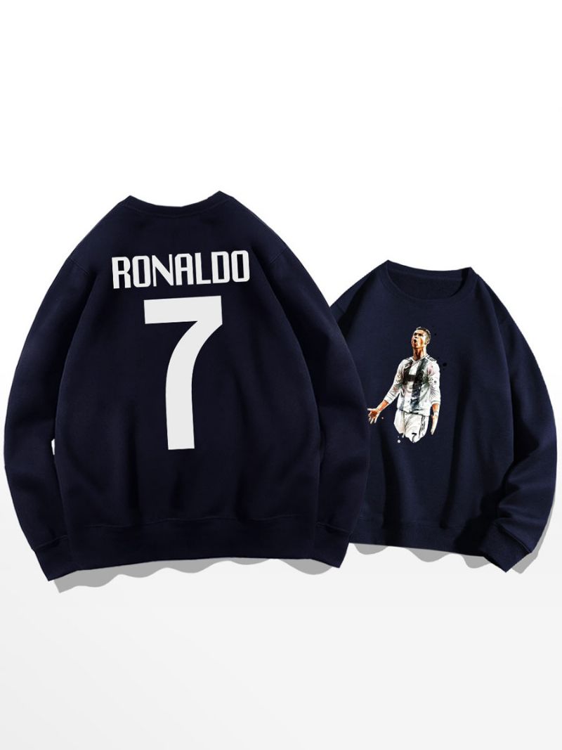 Tréningová Mikina Cristiano Ronaldo Number 7 Men's Top - Sýtomodrá