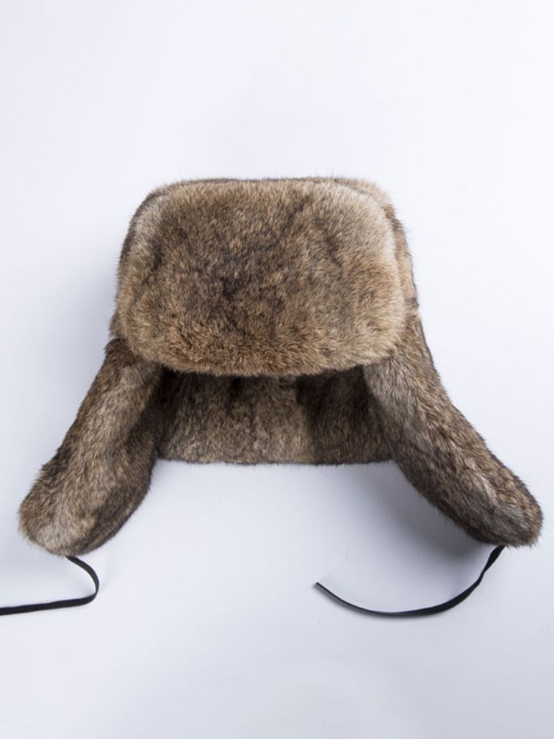 Čiapky Pre Mužov Moderné Zimné Teplé Z Umelej Kožušiny Ruská Čiapka Ushanka - Khaki