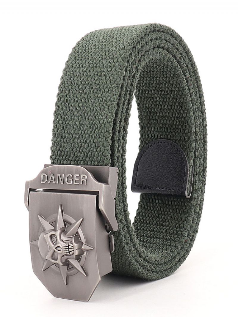 Štýlový Opasok Pre Mužov So Vzorom Lebky Polyester Hunter Green Belt