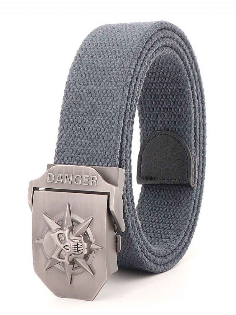 Štýlový Opasok Pre Mužov So Vzorom Lebky Polyester Hunter Green Belt - Deep Grey