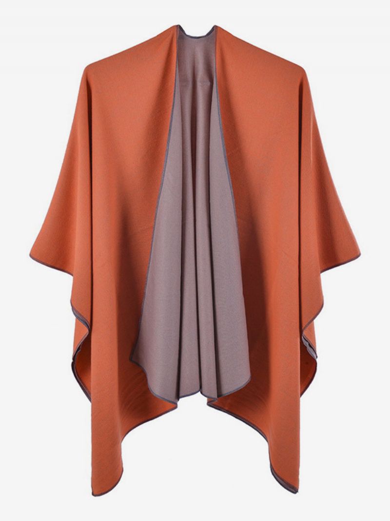 Ženy Cape Color Block Oversized Denné Ležérne Jesenné Zimné Pončo - Oranžová