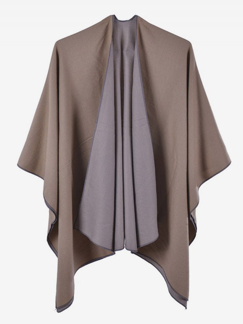 Ženy Cape Color Block Oversized Denné Ležérne Jesenné Zimné Pončo - Khaki